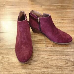 Vionic Burgundy Suede Ankle Booties Size 8 NWOT